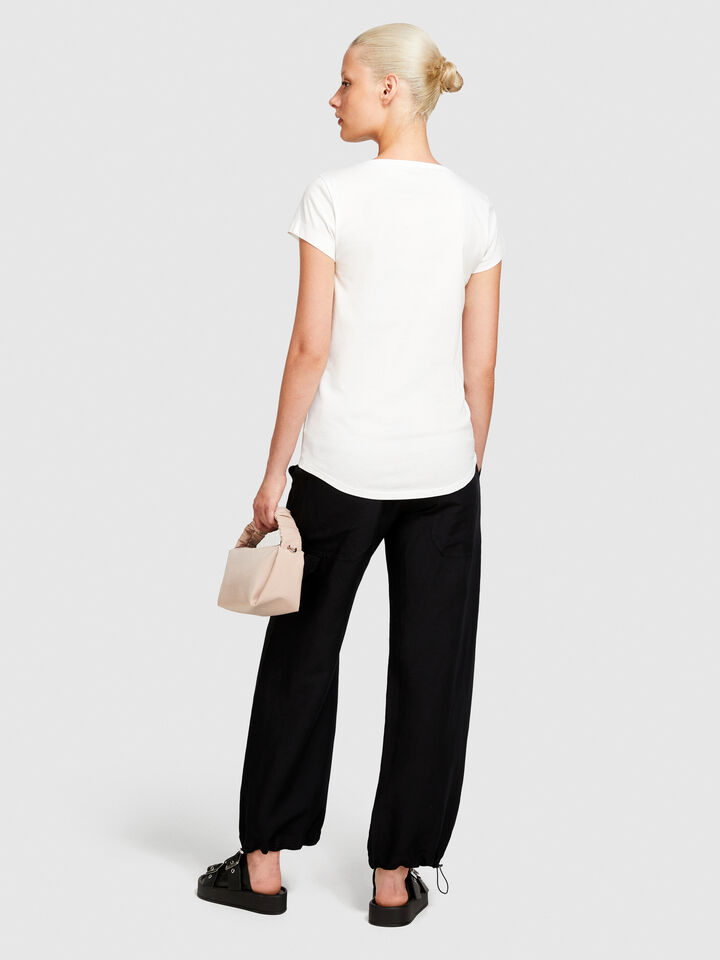 T-shirt with glossy print - women's short sleeve t-shirts - White | Sisley image number 3